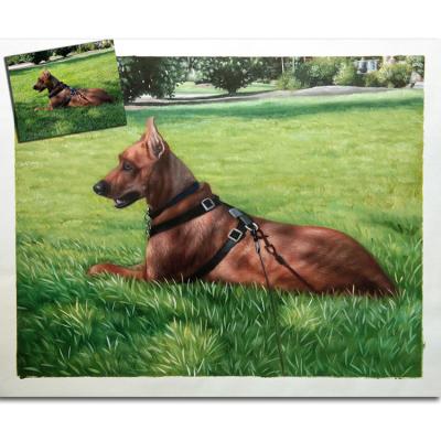 China Realistic Custom Pets Photo Factory Price Handmade Oil Painting Pets Portrait Wall Art for sale