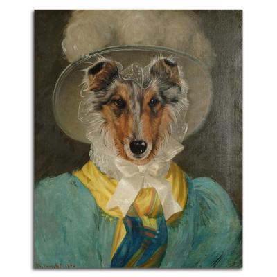 China Realistic Wall Art Custom Pets Oil Painting of Renaissance Animal Funny Pet Photo Abstract Wall Artwork for sale