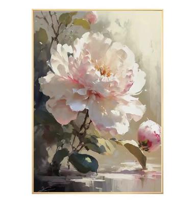 China Realistic Handmade High Quality Classic Still Life Subshrubby Peony Flower Oil Painting On Canvas Famous Reproduction for sale