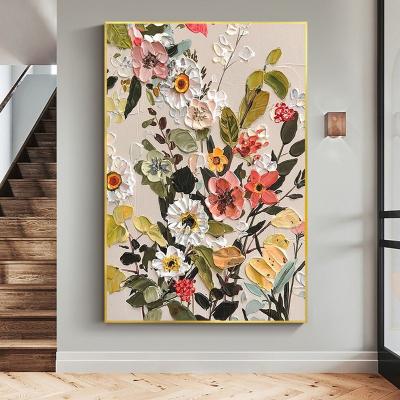 China Modern Original Flower Oil Painting On Canvas Textured Wall Art Abstract Colorful Nature Plants Painting for sale