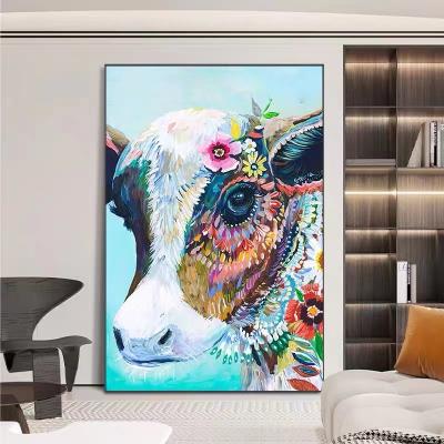 China 100% Canvas Art Oil Paintings Modern Handmade Modern Cattle and Pig Highly Colored Oil Painting for Home Wall Art Decor for sale