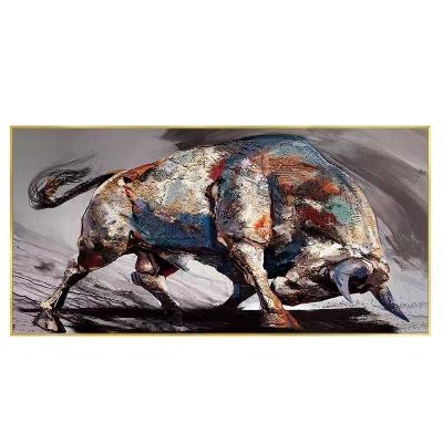 China 100% Handmade Modern Canvas Art Power Cattle Oil Paintings Highly Colored Oil Painting For Home Wall Art Decor for sale