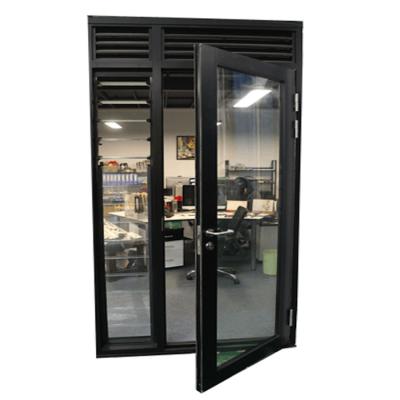 China Modern Customized Tempered Glass Narrow Aluminum Frame Hinged Door for sale