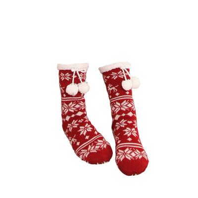 China Winter Antibacterial Knitted Indoor Socks With Floor Rubber Sole Anti-skid Home Shoes Warm Soft for sale