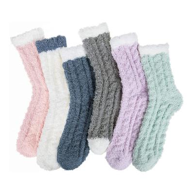 China Winter Christmas Plush Sock Warm Soft Fluffy Socks Thick Comfortable Socks Anti-skid For Women 6 Or 5 Pairs for sale