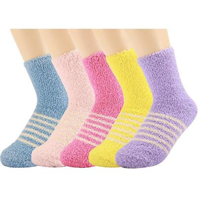 China Women's Fuzzy Socks Slipper Soft Cabin Plush Winter Warm Fluffy Sleep Socks Anti-skid for sale