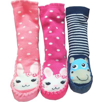 China Anti-slip baby socks non slip cartoon socks kids infant high quality soft and warm organic cotton shoes for sale