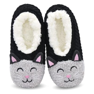 China Women's Winter Anti-slippery Fuzzy House Cartoon Slipper Socks unique animal soft with grippers slippers shoes for sale