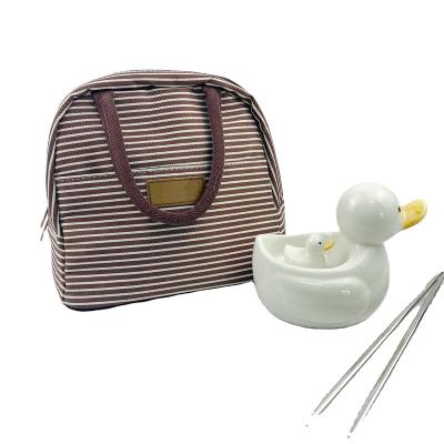 China Lunch Bag Polyester Stripe Handle Insulated Private Logo Lunch Packing Family Reusable School Picnic Accessories for sale