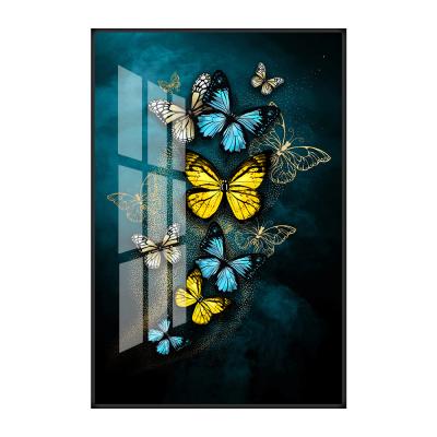 China Modern Custom Picture Art Work 50x70 60x90 Butterfly Abstract Waterproof Hot Sale Crystal Porcelain Painting for sale