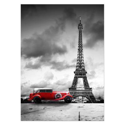 China Factory Wholesale Modern Wall Art Paris Theme Red Car Landscape Custom Picture Canvas Prints for sale