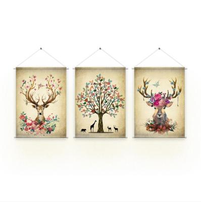 China Custom Santa Xmas Tree Winter Foldable Style Wall Hanging Christmas Tapestry with Hanging Rods for sale