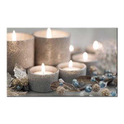 China Modern Home Decoration Modern Wall Art Candles Led Canvas Printing With Led Light for sale