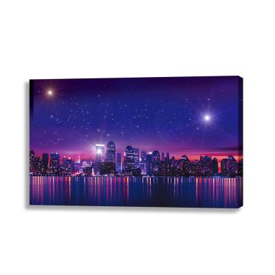 China Modern High Quality Wall Art Magnificent Building Reflection View On Stretched Led Canvas Prints For Gift for sale