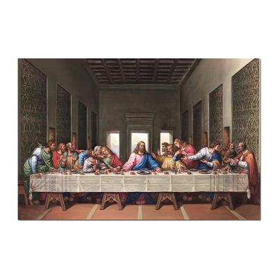 China Realistic Handmade Antique Famous Reproduction The Last Supper DA Vinci Fabric Canvas Oil Painting for sale