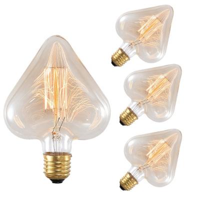 China Vintage 40W E26 E27 Vintage Style Shop Decorative Lights Edison Heart Bulb Straight Wire Design Retro Custom Tungsten Lamp for sale