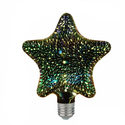 China Star Pentagon Light Bulb 3W 220V Residential Unique Novelty Christmas Decoration Lamp Led Bulb 3D Firework Effect For Holiday Lighting for sale