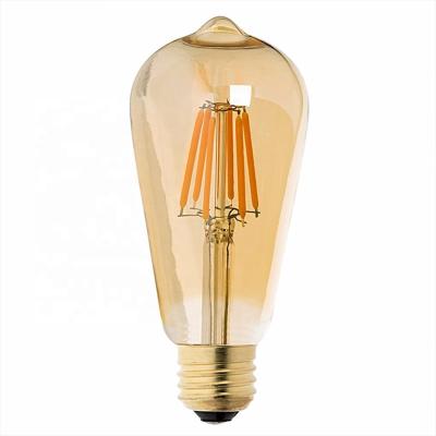 China Retro Style 220V 110V 6W E26 E27 ST64 Glass Tint Gold Retro Style 220V 110V 6W Power Saving Factory Price Bright Led Light Bulb Residential Home Use for sale