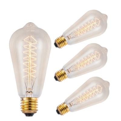 China Vintage Retro Style Edison Incandesent Light Bulbs ST64 40W Filament E26 E27 220 Thread Voltage Tungsten Lamp for sale