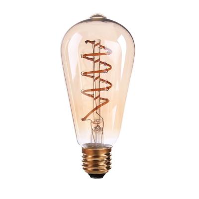 China Edison Dimmable E27 Residential Bulb 3W Spiral Flexible Led Bulbs Antique ST64 Vintage Led Bulb Amber Glass for sale