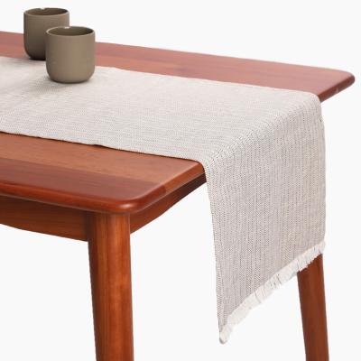 China Modern Sewing 100% Canvas Christmas Table Runner With Fringes For Kitchen Decoration for sale