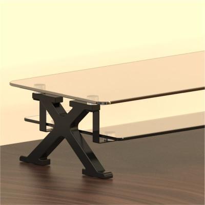 China Manufacture Fashion Tempered Glass Laptop Monitor Riser Glass Stand For Aluminum Alloy Laptop Desk Stand for sale