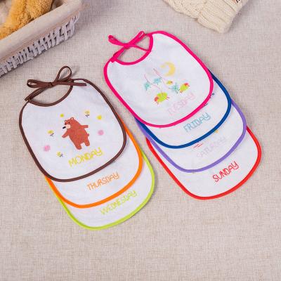 China 7 Days Series Cotton Terry Washable Baby Bib 100% Waterproof Baby Drool Bibs for sale