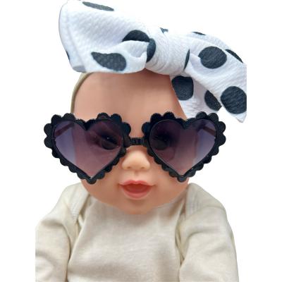 China New Arrival Antibacterial Headscarf Knitted Warm Wholesale Cute Pattern Baby Bow Headband And Glass Heart Shaped Set for sale