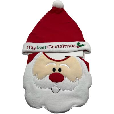 China Wholesale Hot Antibacterial Baby Christmas Hat Santa Dress Up Set Cute Funny And Creative Christmas Pattern And Baby Bib for sale