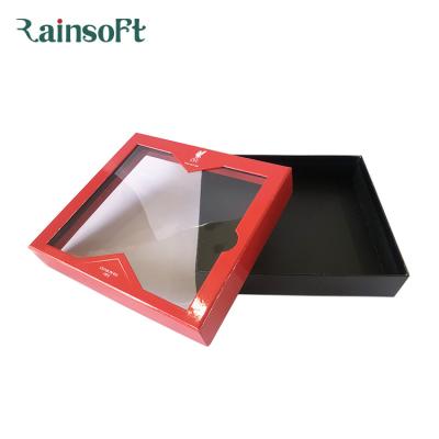 China Recycled Materials Fashion Custom Luxury Velvet Jewelry Flower Packaging Kraft Paper Box PVC Window for sale