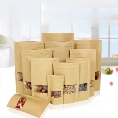 China Hot Sale Recyclable Custom Design Biodegradable Kraft Paper Bag Nuts Snacks Packaging Holder Pouch With Zipper for sale