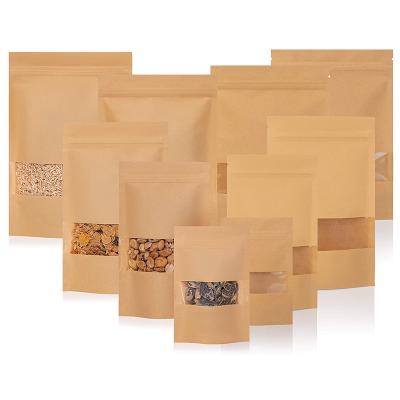 China Recyclable High Quality Dry Biodegradable Food Paper Recycle Kraft Bagpaper Holder Pouch With Window for sale