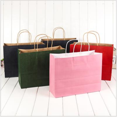 China China Recyclable Wholesale Customized Colored Grocery Bag Rope Handle Kraft Paper Bag for sale