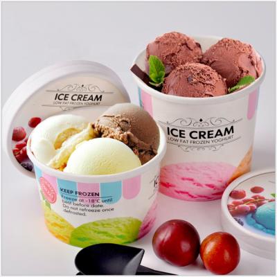 China 2020 Customs Printed Food Grade Disposable Paper Cup Ice Cream Disposable Cool Paper Cup for sale