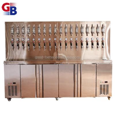 China Hot Selling 304 Stainless Steel GB103062 Beer Faucet Wall Mounted Kegerator with 18 Taps Holding 18pcs Barrel 1/6 Slim for sale