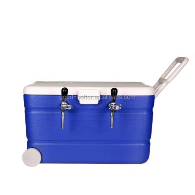 China PE+PUFUAM NO.BCJ-70007 Beer Portable Plastic Hard Side Jockey Cooling Box with Double Tap for sale