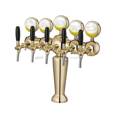 China Hot Selling Popular Brass Resturant 5 Way Flower Vase Beer Tower NO.BF-60018 With Led Light for sale