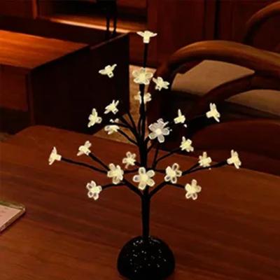 China Beautiful Popular Christmas Gift Table Lamp Cherry Blossom Shape Led Battery Powered Tree Light for sale