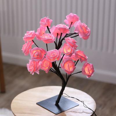 China Lovely Popular Home Decoration Rose Night Light Festival Ornaments USB Powered Tree Lights for sale