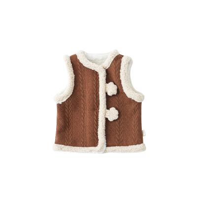 China 2021 Winter Children's Clothing Lovely Breathable Fashion Girls Thick Vest With Plush/D2036 for sale