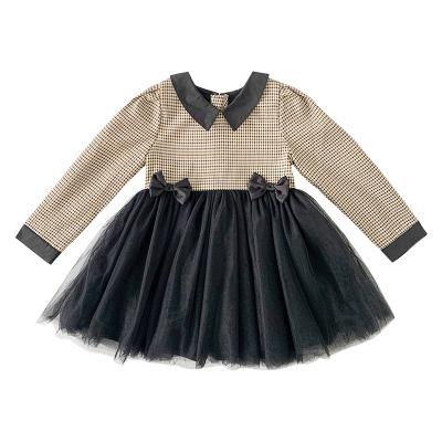 China Q1290 Breathable Fancy Girls Dress With French Bow Lace Skirt Children Casual Wear Dress for sale