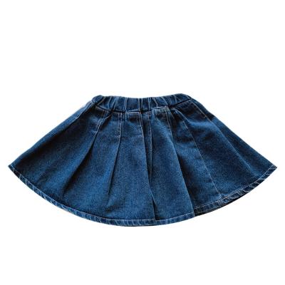 China H4788 / New Design Spring Plain Breathable Denim Pleated Skirt For Babies for sale