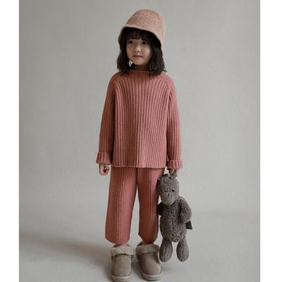 China Custom Made Casual Warm Pullover Sweater Clothing Set Kids Straight Pants For Winter Q1462 for sale