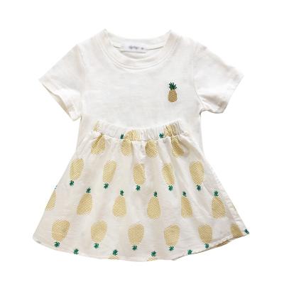 China Lolita Style H2689/Fashion Girls Clothes Summer Print Pineapple Set Shirts With Skirt Dressing Sets For Girls for sale