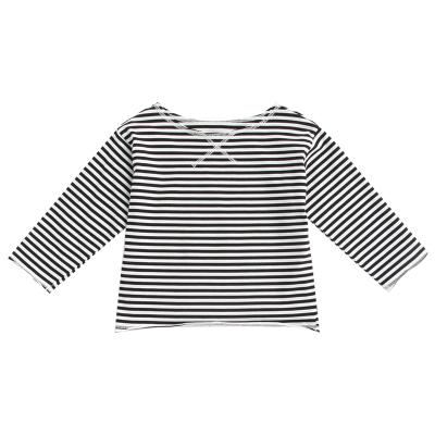 China 2388/factory direct sale new design leisure breathable round collar striped shirt for girls for sale