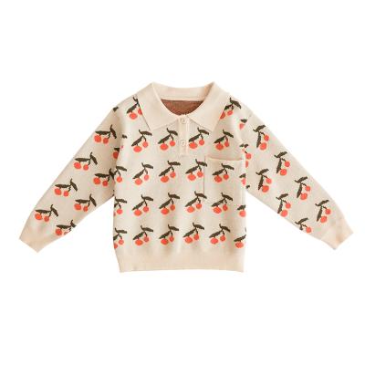 China Top Selling Cute Anti-pilling Cherry Kids Sweater Toddler Girls Sweater Pullover Knitwear For Wholesale Q1693 for sale