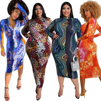 China Breathable 20860 Multi Color Plus Size Sexy Dress Fashion Autumn Dresses Women Ladies Fall Dual Purpose Plus Size Clothing for sale