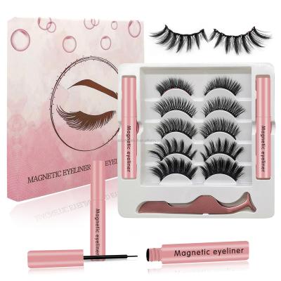 China Wholesale High Quality Natural Soft Paris 3d Mink Logo 5 Pack Magnetic Eyelashes for sale