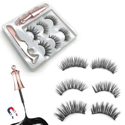 China Natural Soft High Quality Magnetic Lashes Magnetic Private Label Eyelashes Lashes With Tweezers for sale