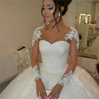 China High Quality Anti-wrinkle Lace White Ivory Wedding Dresses With Petticoats for sale